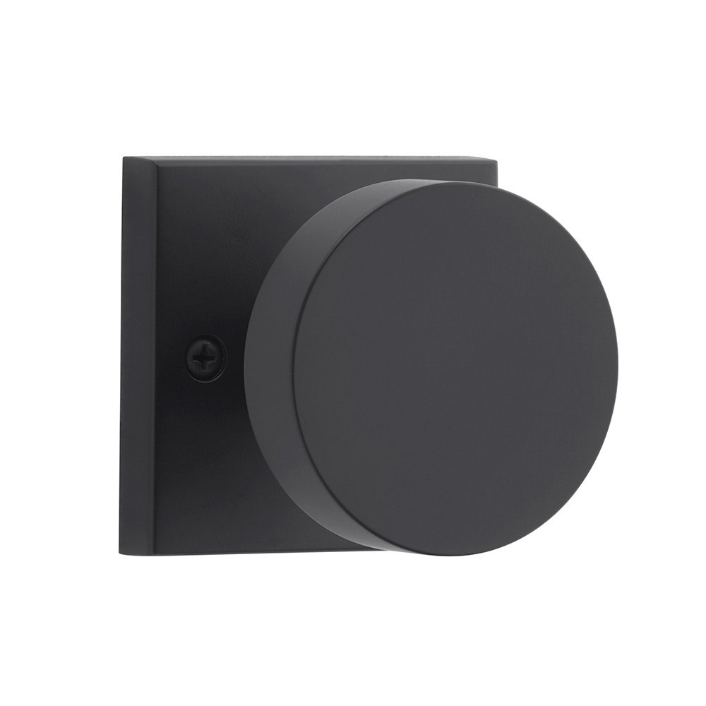 Baldwin Full Dummy Contemporary Door Knob with Contemporary Square Rose in Satin Black