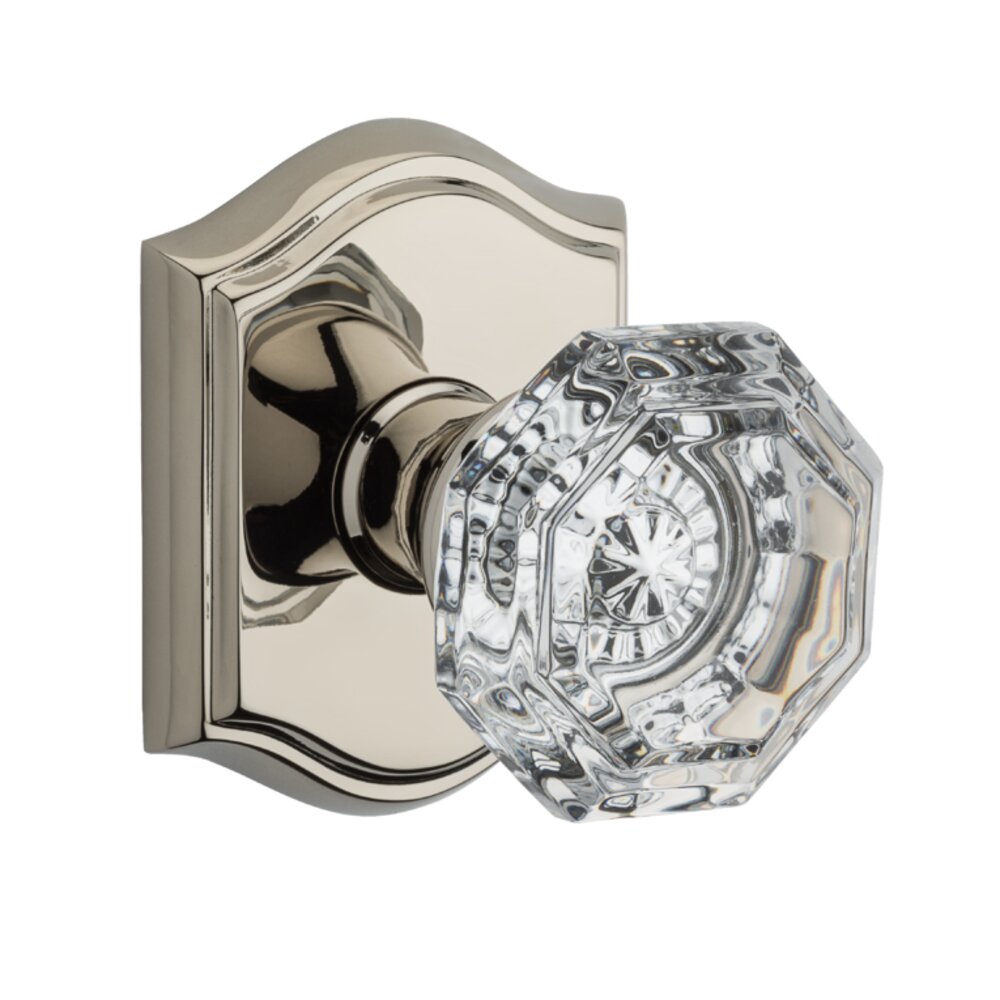 Baldwin Full Dummy Crystal Door Knob with Traditional Arch Rose in Polished Nickel