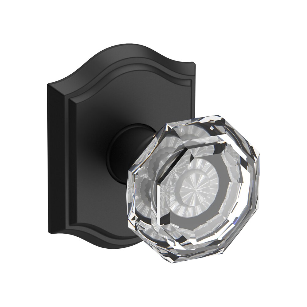Baldwin Full Dummy Crystal Door Knob with Traditional Arch Rose in Satin Black