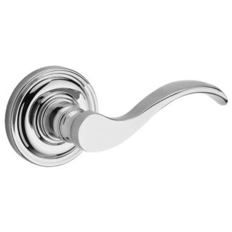 Baldwin Full Dummy Door Lever with Traditional Round Rose in Polished Chrome