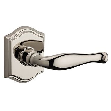 Baldwin Right Handed Full Dummy Decorative Door Lever with Traditional Arch Rose in Polished Nickel