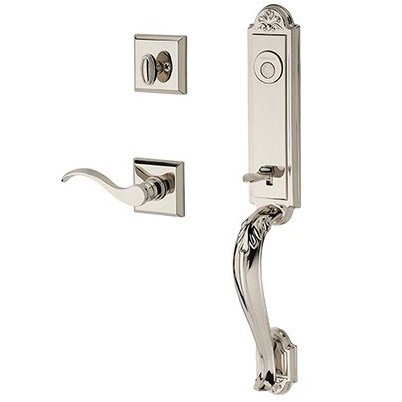 Baldwin Right Handed Full Dummy Elizabeth Handlest with Curve Door Lever with Traditional Square Rose in Polished Nickel