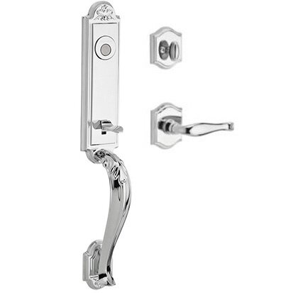 Baldwin Left Handed Full Dummy Handleset with Decorative Lever in Polished Chrome