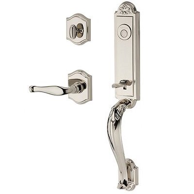 Baldwin Right Handed Full Dummy Elizabeth Handlest with Decorative Door Lever with Traditional Arch Rose in Polished Nickel