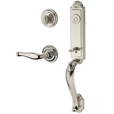 Baldwin Right Handed Full Dummy Elizabeth Handlest with Decorative Door Lever with Traditional Round Rose in Polished Nickel
