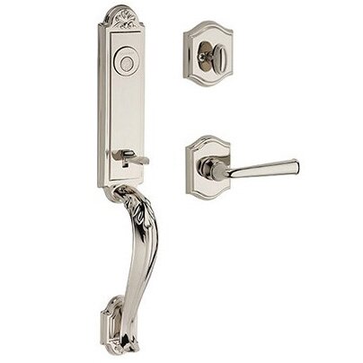 Baldwin Left Handed Full Dummy Elizabeth Handlest with Federal Door Lever with Traditional Arch Rose in Polished Nickel