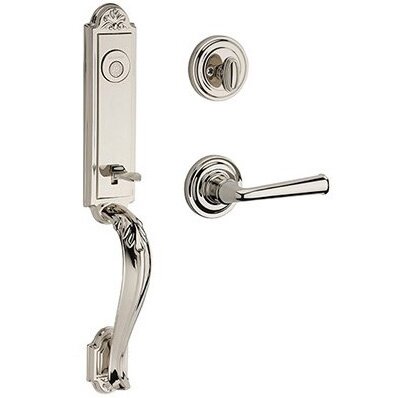 Baldwin Left Handed Full Dummy Elizabeth Handlest with Federal Door Lever with Traditional Round Rose in Polished Nickel