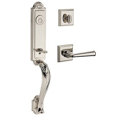 Baldwin Left Handed Full Dummy Elizabeth Handlest with Federal Door Lever with Traditional Square Rose in Polished Nickel