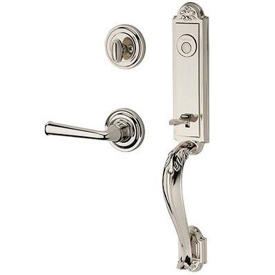 Baldwin Right Handed Full Dummy Elizabeth Handlest with Federal Door Lever with Traditional Round Rose in Polished Nickel