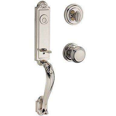 Baldwin Full Dummy Elizabeth Handlest with Traditional Door Knob with Traditional Round Rose in Polished Nickel