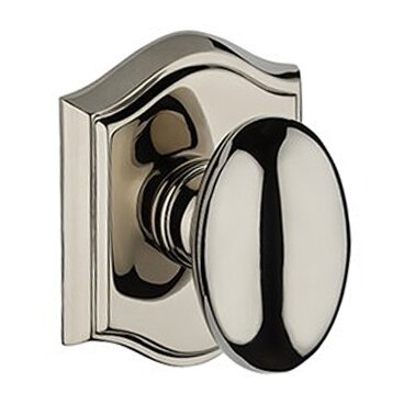 Baldwin Full Dummy Ellipse Door Knob with Traditional Arch Rose in Polished Nickel