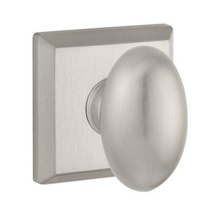 Baldwin Full Dummy Door Knob with Traditional Square Rose in Satin Nickel