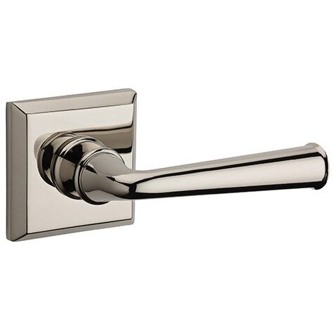 Baldwin Right Handed Full Dummy Federal Door Lever with Traditional Square Rose in Polished Nickel
