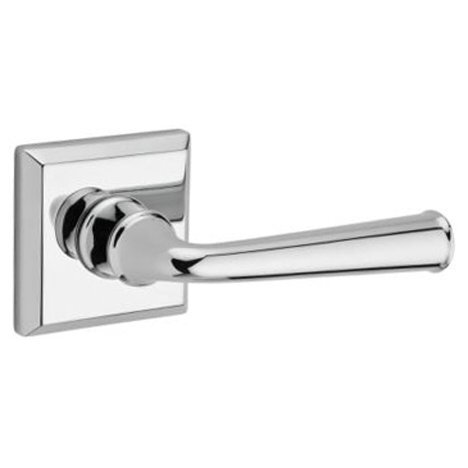 Baldwin Full Dummy Door Lever with Traditional Square Rose in Polished Chrome