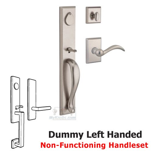 Baldwin Left Handed Full Dummy Handleset with Arch Lever in White Bronze