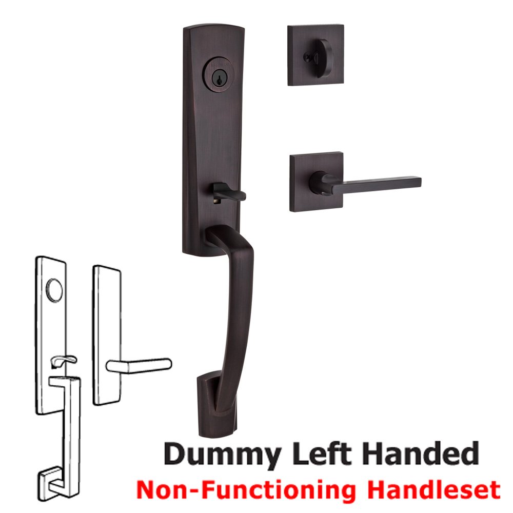 Baldwin Handleset with Left Handed Square Lever and Contemporary Square Rose in Venetian Bronze