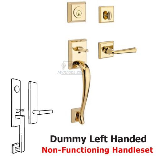 Baldwin Left Handed Full Dummy Handleset with Federal Lever in Polished Brass