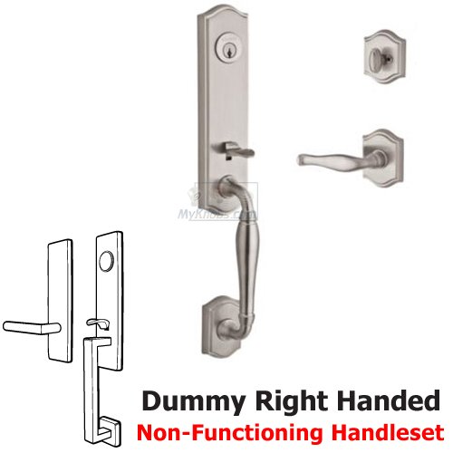 Baldwin Right Handed Full Dummy Handleset with Decorative Lever in Satin Nickel