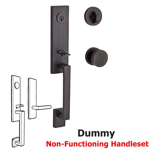 Baldwin Full Dummy Seattle Handleset with Contemporary Door Knob with Contemporary Round Rose in Venetian Bronze