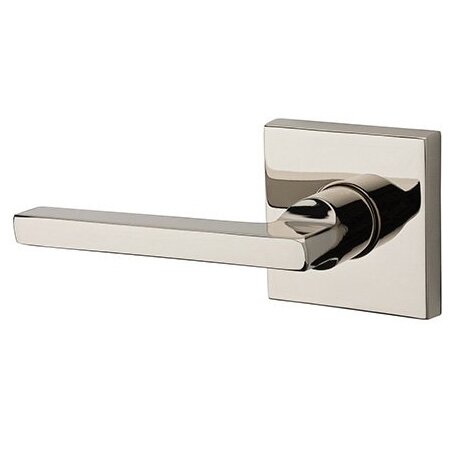 Baldwin Left Handed Full Dummy Square Door Lever with Contemporary Square Rose in Polished Nickel