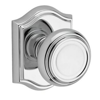 Baldwin Full Dummy Door Knob with Arch Rose in Polished Chrome