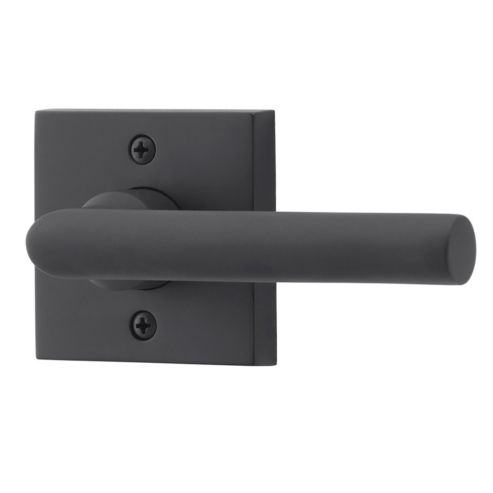 Baldwin Full Dummy Tube Door Lever with Contemporary Square Rose in Satin Black