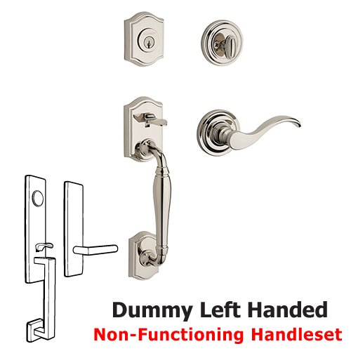 Baldwin Left Handed Full Dummy Westcliff Handleset with Curve Door Lever with Traditional Round Rose in Polished Nickel