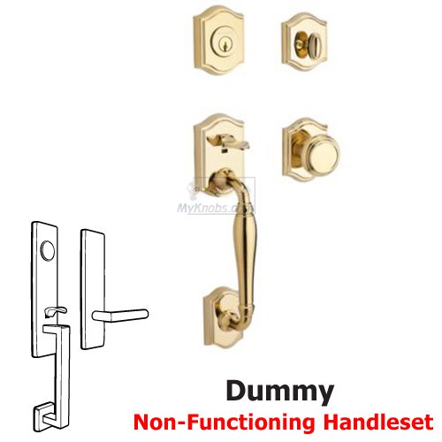 Baldwin Full Dummy Handleset with Traditional Knob in Polished Brass