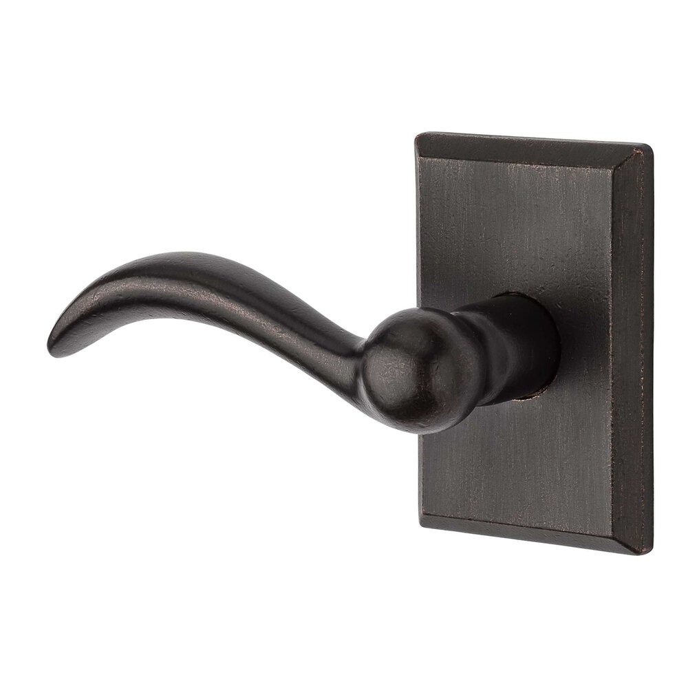 Baldwin Half Dummy Rustic Square Rose with Left Handed Rustic Arch Lever in Dark Bronze