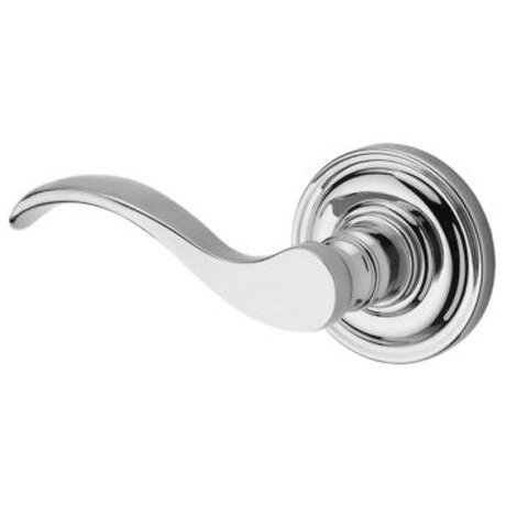 Baldwin Left Handed Single Dummy Door Lever with Traditional Round Rose in Polished Chrome