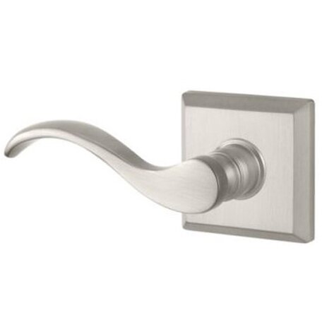 Baldwin Left Handed Single Dummy Door Lever with Traditional Square Rose in Satin Nickel