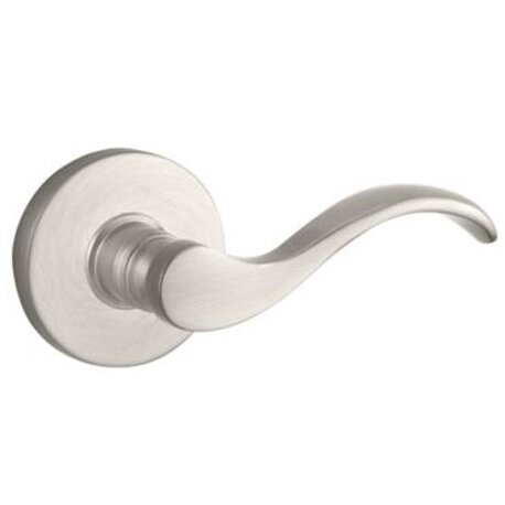 Baldwin Right Handed Single Dummy Door Lever with Contemporary Round Rose in Satin Nickel