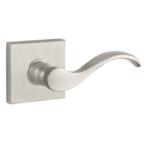 Baldwin Right Handed Single Dummy Door Lever with Contemporary Square Rose in Satin Nickel