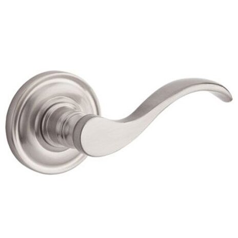 Baldwin Right Handed Single Dummy Door Lever with Traditional Round Rose in Satin Nickel