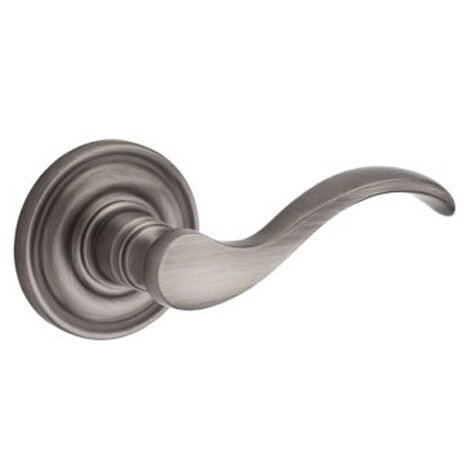 Baldwin Right Handed Single Dummy Door Lever with Traditional Round Rose in Matte Antique Nickel