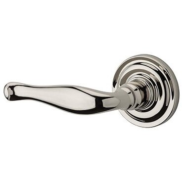 Baldwin Right Handed Single Dummy Decorative Door Lever with Traditional Round Rose in Polished Nickel