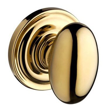Baldwin Single Dummy Door Knob with Traditional Round Rose in Polished Brass