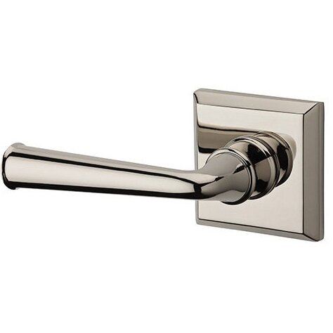 Baldwin Left Handed Single Dummy Federal Door Lever with Traditional Square Rose in Polished Nickel