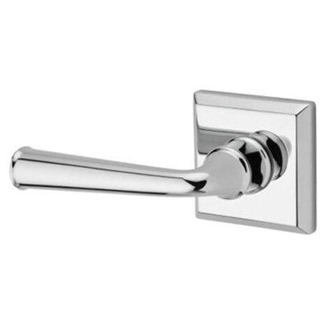 Baldwin Left Handed Single Dummy Door Lever with Traditional Square Rose in Polished Chrome