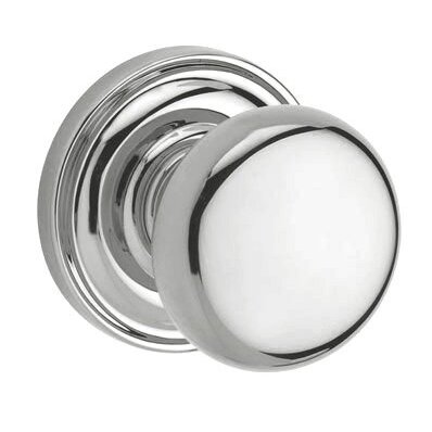 Baldwin Single Dummy Door Knob with Traditional Rose in Polished Chrome
