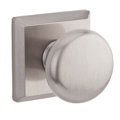 Baldwin Single Dummy Door Knob with Traditional Square Rose in Satin Nickel