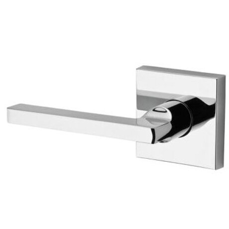 Baldwin Left Handed Single Dummy Door Lever with Contemporary Rose in Polished Chrome