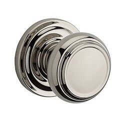 Baldwin Single Dummy Traditional Door Knob with Traditional Round Rose in Polished Nickel