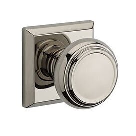Baldwin Single Dummy Traditional Door Knob with Traditional Square Rose in Polished Nickel