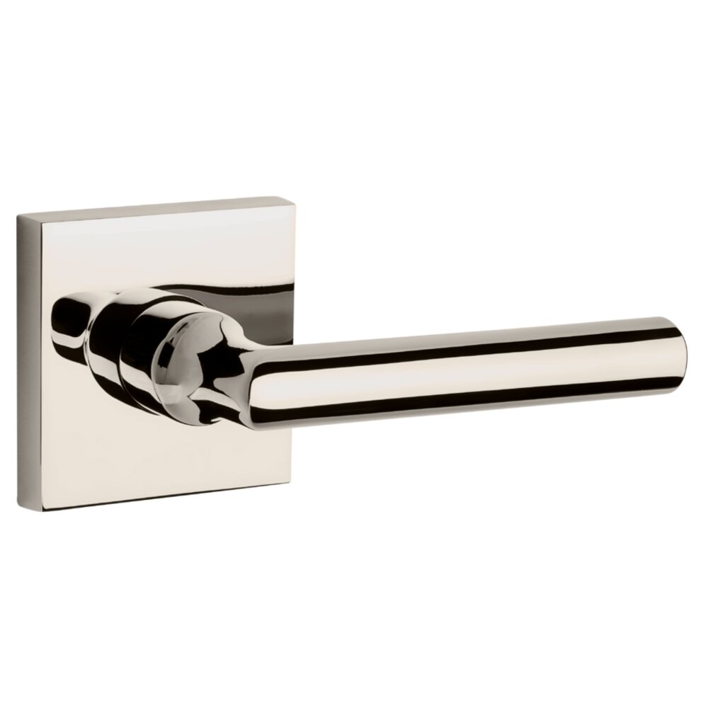 Baldwin Single Dummy Tube Door Lever with Contemporary Square Rose in Polished Nickel