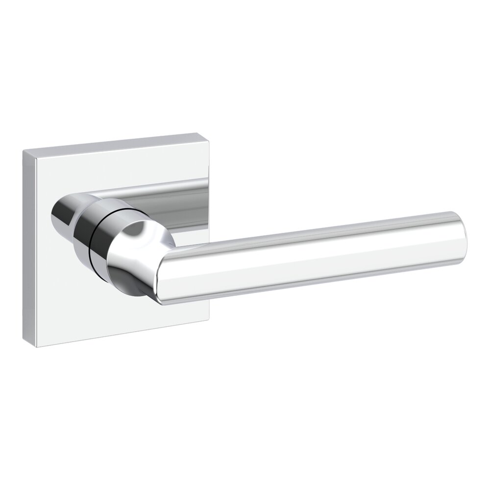 Baldwin Single Dummy Tube Door Lever with Contemporary Square Rose in Polished Chrome