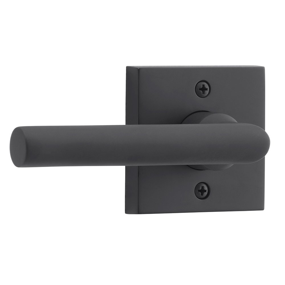 Baldwin Single Dummy Tube Door Lever with Contemporary Square Rose in Satin Black