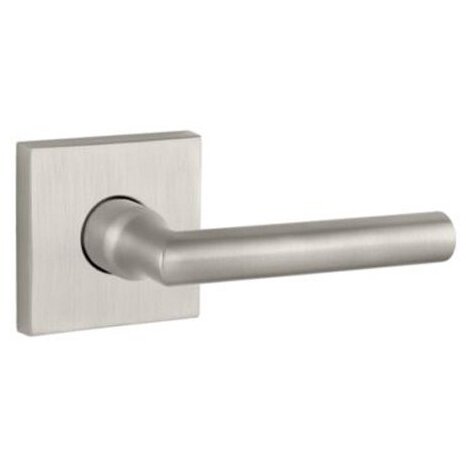 Baldwin Single Dummy Tube Door Lever with Contemporary Square Rose in Satin Nickel