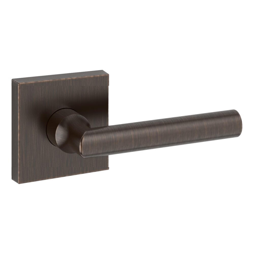 Baldwin Privacy Tube Door Lever with Contemporary Square Rose in Venetian Bronze