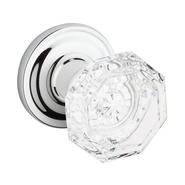 Baldwin Passage Crystal Door Knob with Traditional Round Rose in Polished Chrome